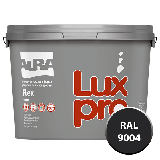 Фарба Aura Luxpro Flex (RAL 9004 Чорний) 12кг (Е0000001753) - фото
