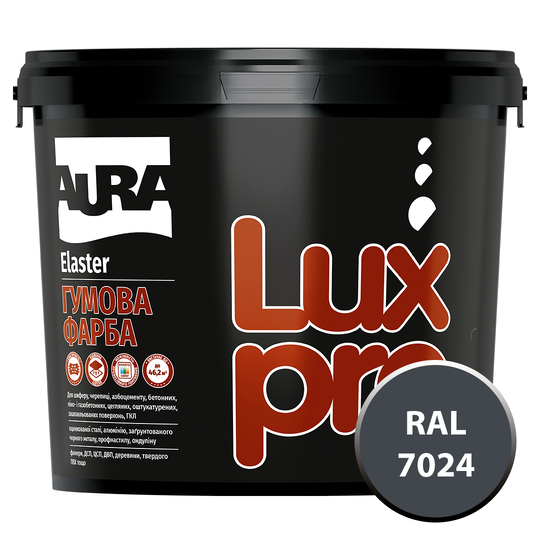 Краска Aura Luxpro Elaster (RAL 7024 Графитовый) 6кг (Е0000001733) - фото