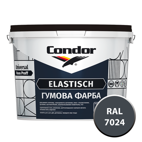 Краска Condor Hausproff Elastisch (RAL 7024 Графитовый) 12кг (Е0000001914) - фото