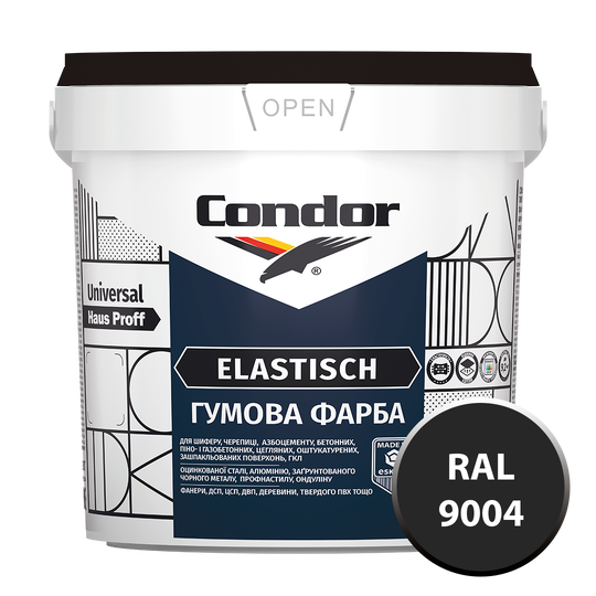 Краска Condor Hausproff Elastisch (RAL 9004 Чёрный) 1,2кг (Е0000001925) - фото