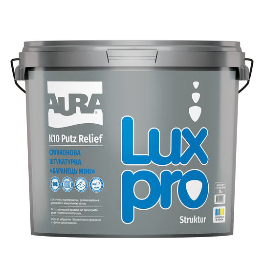 Силіконова штукатурка «Баранець міні»  Aura Luxpro K10 Putz Relief (баранець 1,0мм) 25кг (Е0000002184) - фото